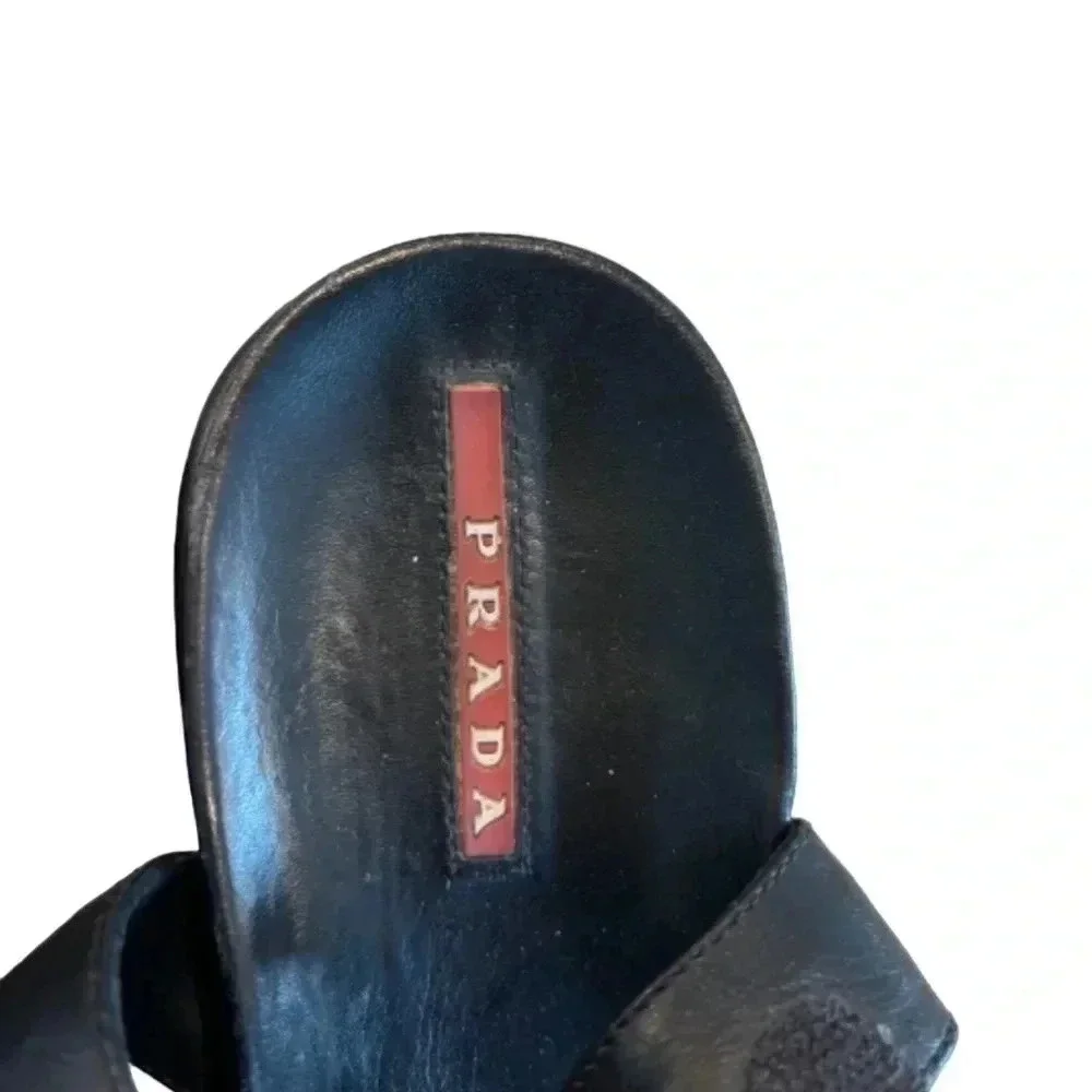 Prada Black Leather Sandals - Iconic Vintage Find - Picture 2 of 5